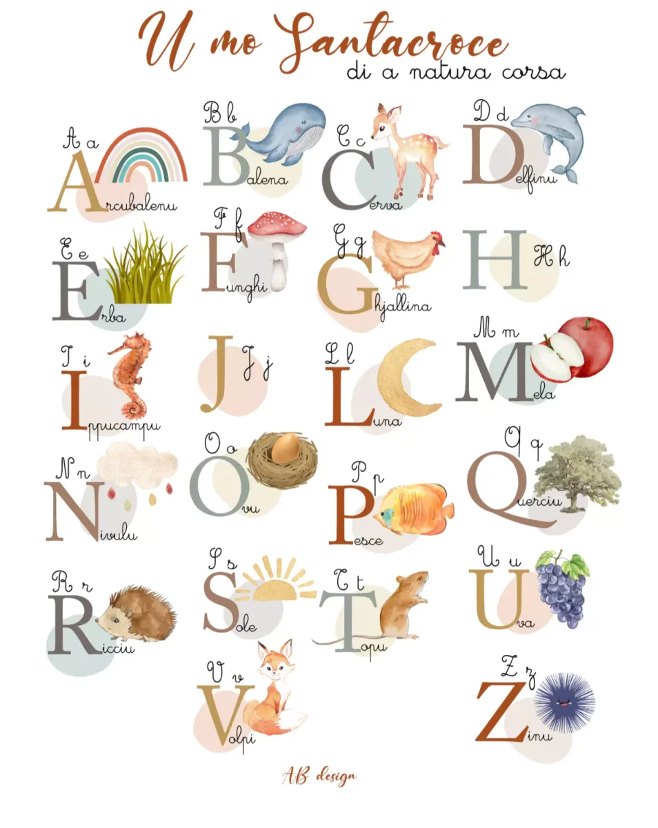 Affiche Abécédaire de la nature corse en langue corse - AB DESIGN 2A